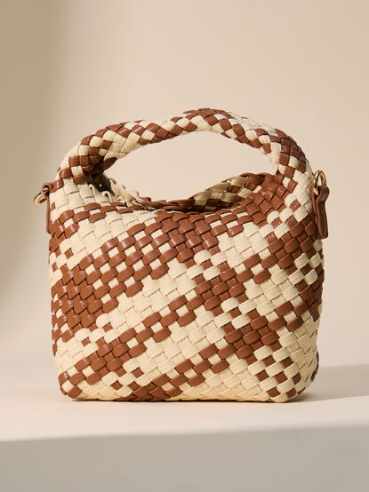 Mini Woven Checkered Crossbody Bag - TULLABEE