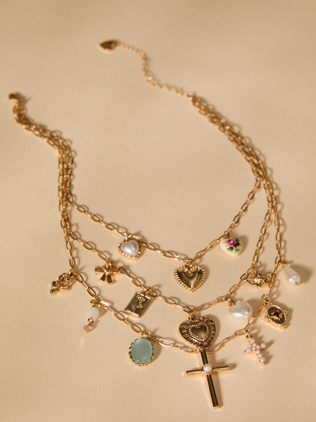 3 Layer Love And Grace Charm Necklace Detail 2 - TULLABEE