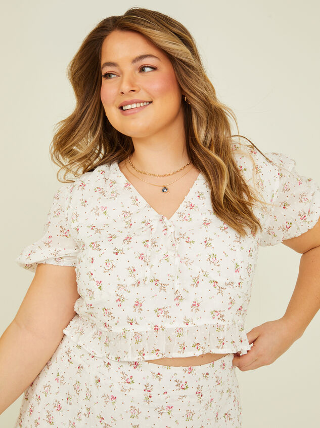 Kelsey Floral Clip Dot Top Detail 2 - TULLABEE