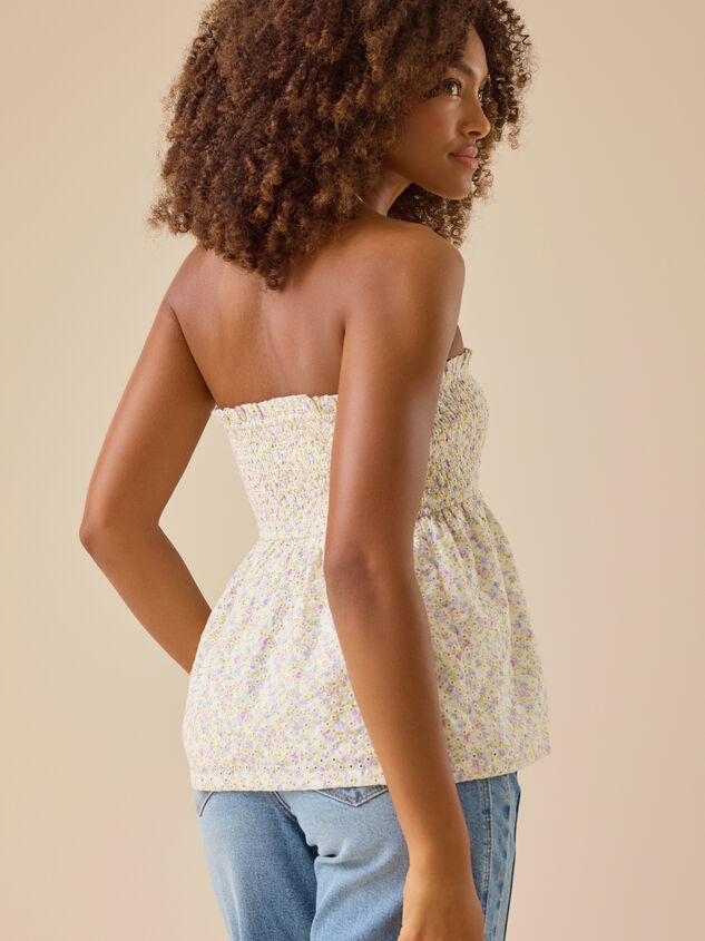 Sawyer Floral Eyelet Tube Top Detail 4 - TULLABEE