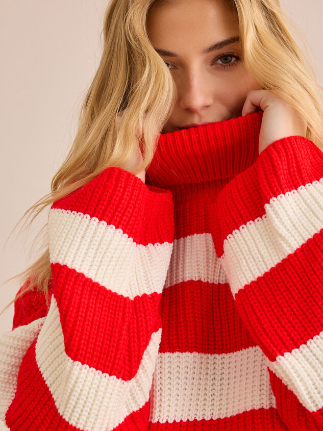 Spirit Stripe Turtleneck Sweater Detail 3 - TULLABEE