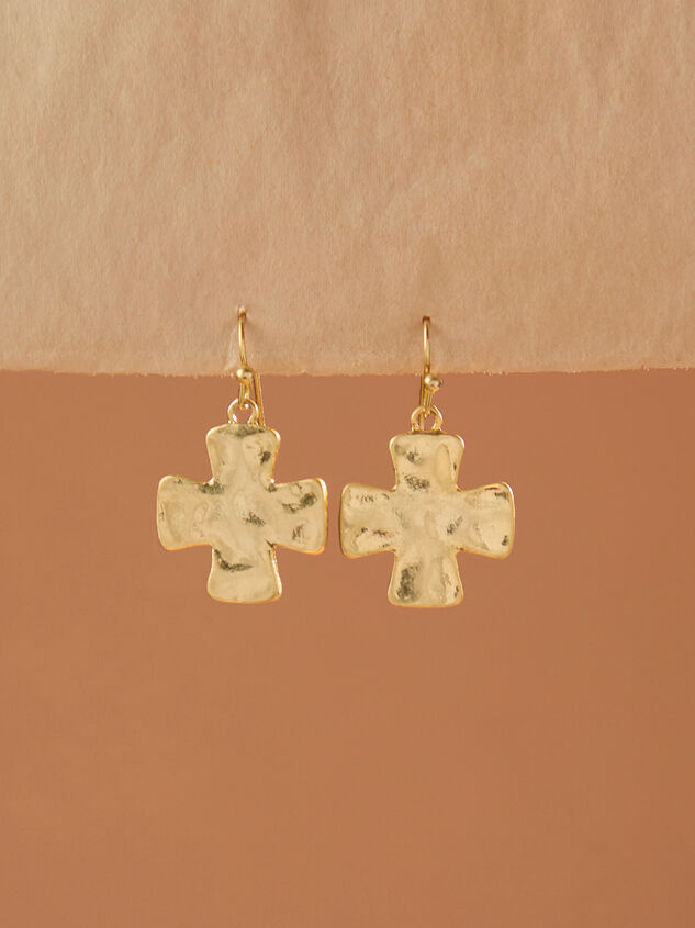 Hammered Cross Dangle Earrings - TULLABEE