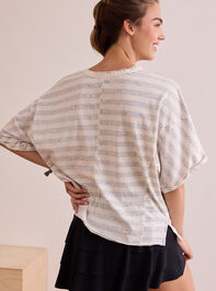 Sleek Striped Oversized Tee Detail 4 - TULLABEE