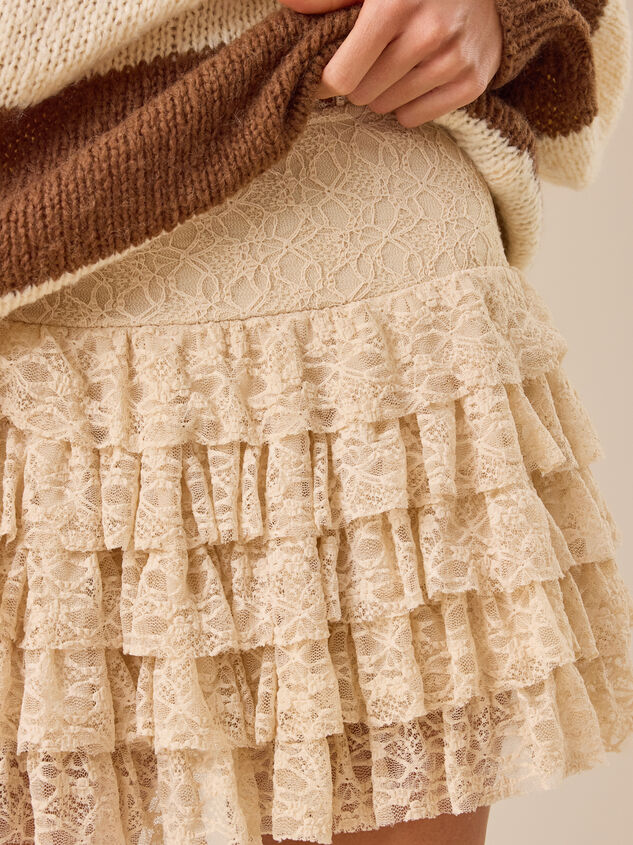 Camila Tiered Lace Mini Skirt Detail 2 - TULLABEE
