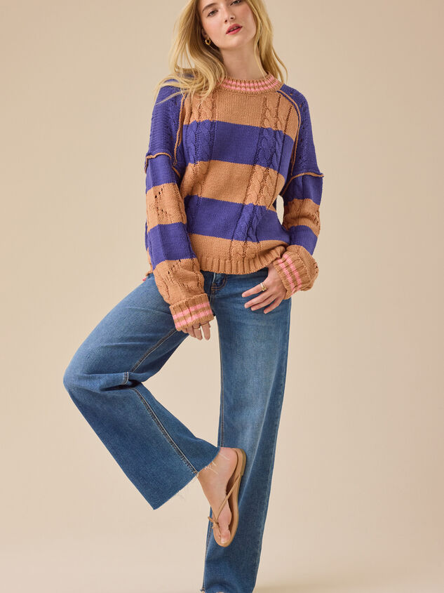 Cece Varsity Stripe Sweater Detail 2 - TULLABEE