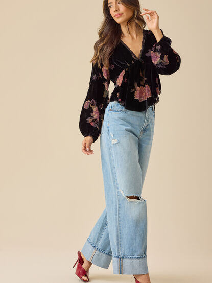 Lindsey Velvet Babydoll Top - TULLABEE