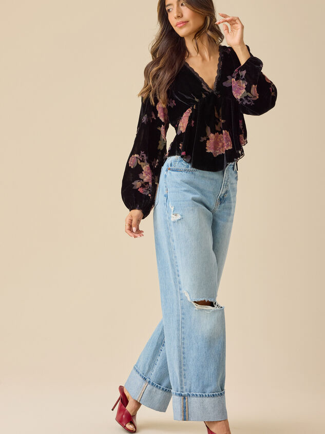 Lindsey Velvet Babydoll Top Detail 2 - TULLABEE