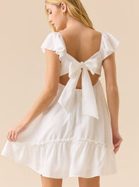 Gianna Flutter Sleeve Linen Tie Back Dress Detail 2 - TULLABEE