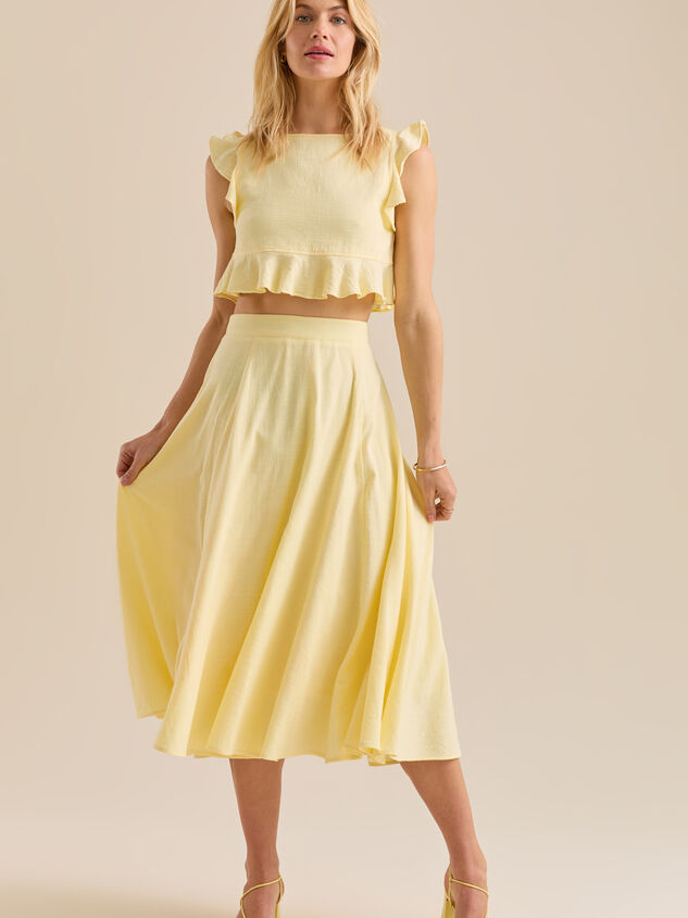 Grace Linen Midi Skirt Detail 2 - TULLABEE