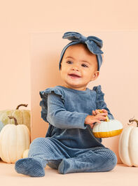 Allie Ribbed Velour Footie and Bow Set by MudPie - TULLABEE