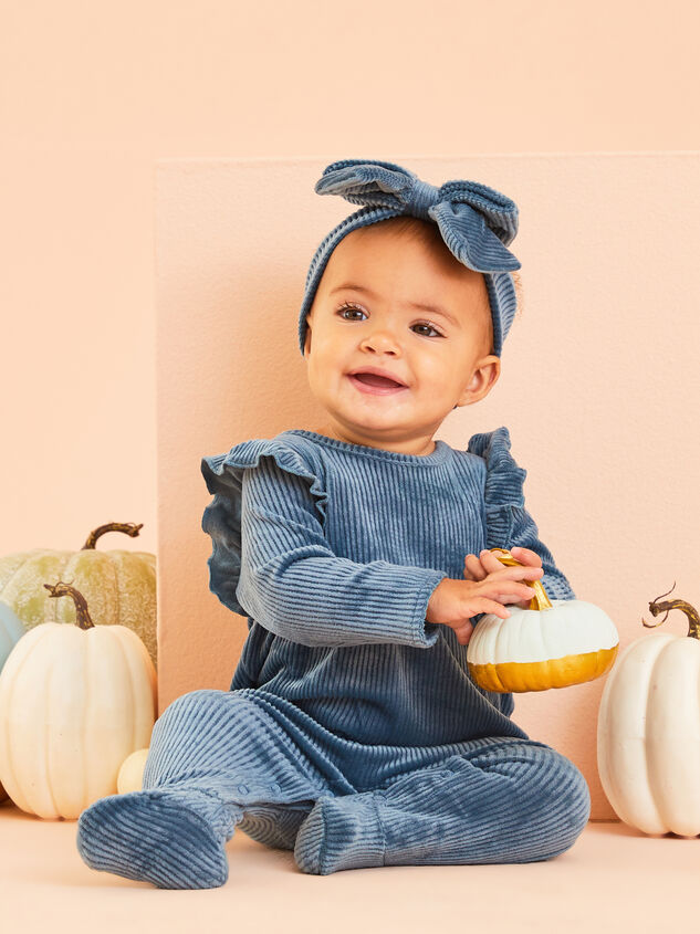 Allie Ribbed Velour Footie and Bow Set by MudPie - TULLABEE