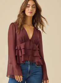 Eva Tie Front Ruffle Top Detail 3 - TULLABEE