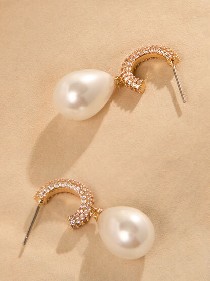 18K Gold Pearl Dangle Earrings - TULLABEE