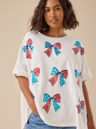 Sequin USA Bow Oversize Tee - TULLABEE