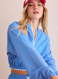 Sunny Retreat Gingham Full Zip Hoodie Detail 2 - TULLABEE