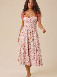Carmen Floral Bow Tie Midi Dress - TULLABEE