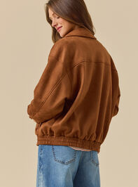 Vanessa Suede Bomber Jacket Detail 5 - TULLABEE
