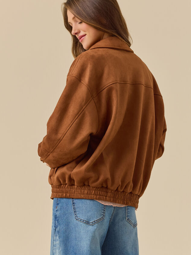 Vanessa Suede Bomber Jacket Detail 5 - TULLABEE