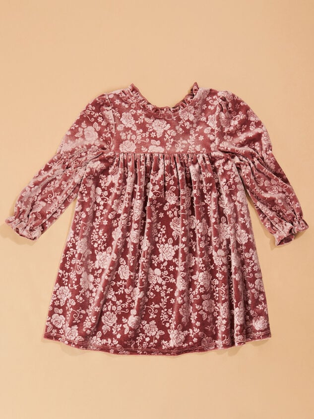 Julie Floral Velvet Toddler Dress Detail 2 - TULLABEE
