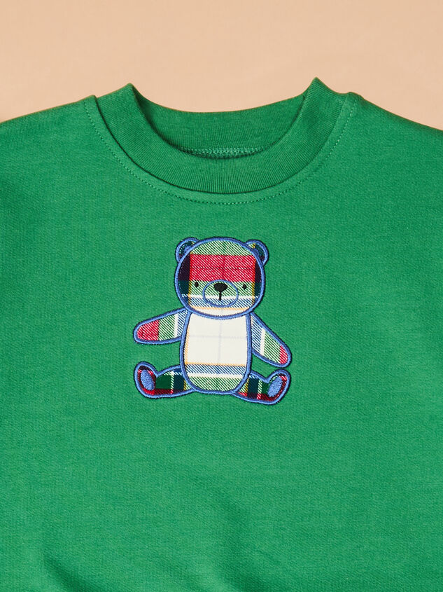 Plaid Bear Baby Sweatshirt Detail 3 - TULLABEE