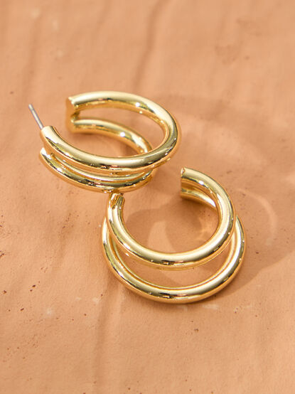 18k Gold Dipped Double Hoop Earrings - TULLABEE