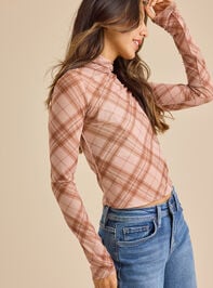 Abby Plaid Mesh Top Detail 4 - TULLABEE