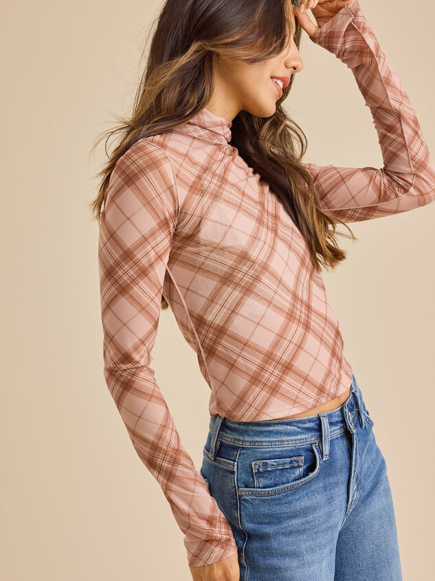 Abby Plaid Mesh Top Detail 4 - TULLABEE