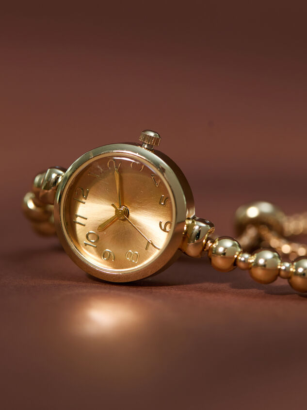 Gold Beaded Pull Tie Watch Detail 2 - TULLABEE