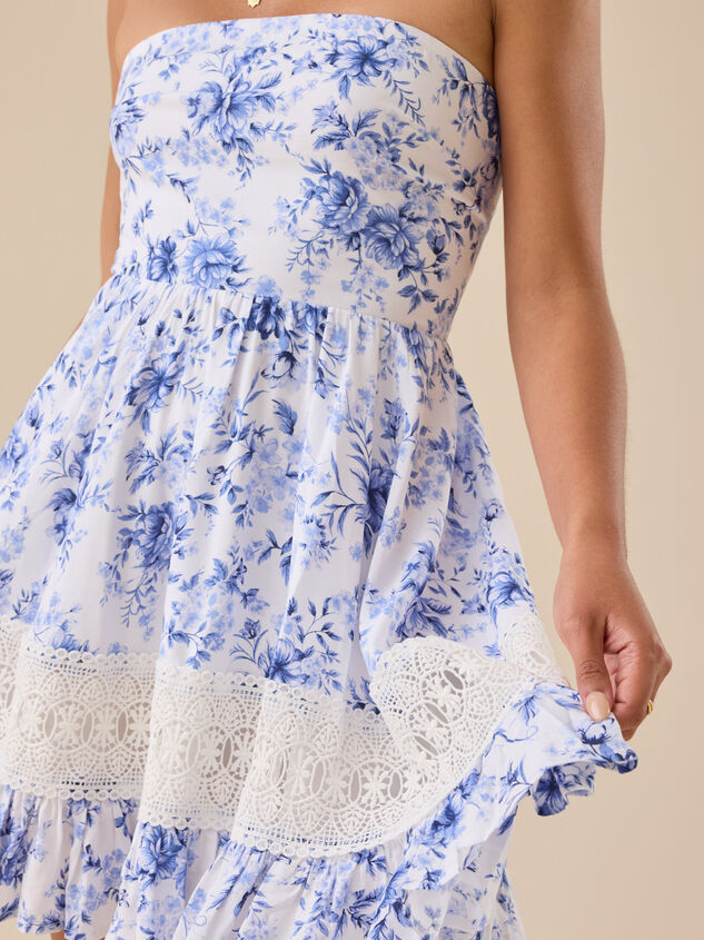 Scottlyn Strapless Floral Mini Dress Detail 4 - TULLABEE