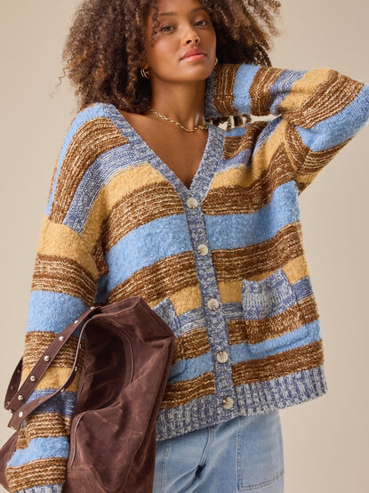 Sammy Oversized Stripe Cardigan - TULLABEE