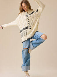 Cierra Cable Whipstitch Sweater Detail 2 - TULLABEE