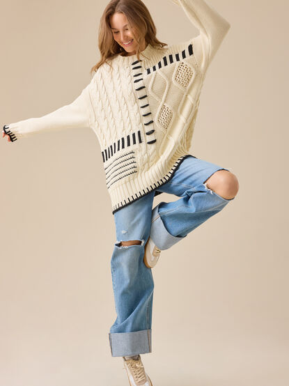 Cierra Cable Whipstitch Sweater - TULLABEE
