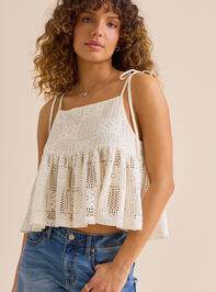 Jasmine Crochet Tie Shoulder Tank Detail 3 - TULLABEE