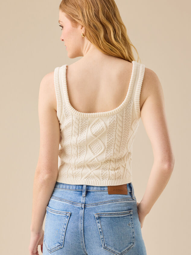 Gardenia Cable Knit Rosette Tank Detail 4 - TULLABEE