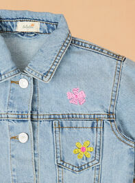 Maya Embroidered Denim Jacket Detail 2 - TULLABEE