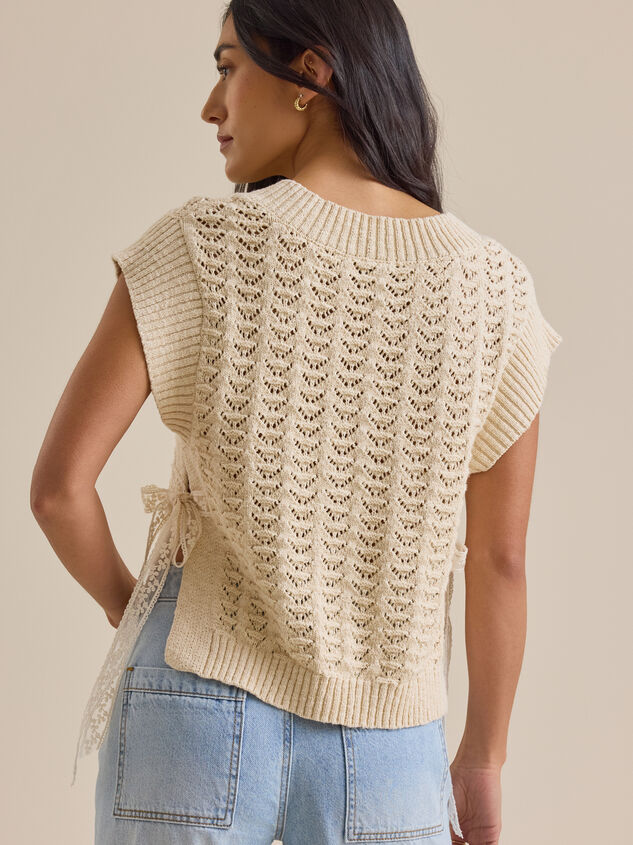 Blair Pointelle Side Tie Vest Detail 4 - TULLABEE