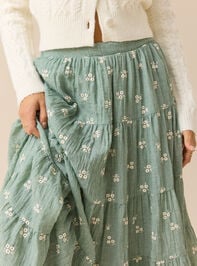 Jackie Embroidered Midi Skirt Detail 3 - TULLABEE