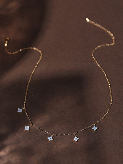 Blue Fleur Charm Necklace - TULLABEE