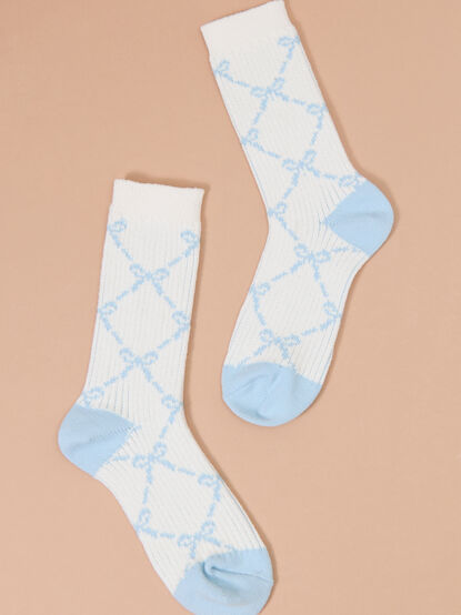 Bow Ribbed Cozy Socks - TULLABEE
