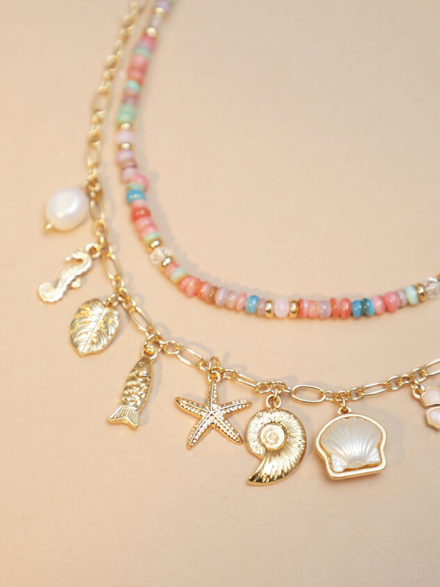 Sea Charm Double Layered Necklace Detail 2 - TULLABEE