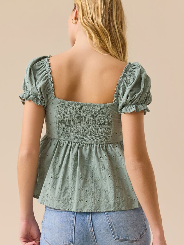 Myla Eyelet Babydoll Top Detail 4 - TULLABEE