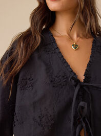 Zara Embroidered Tie Front Top Detail 3 - TULLABEE