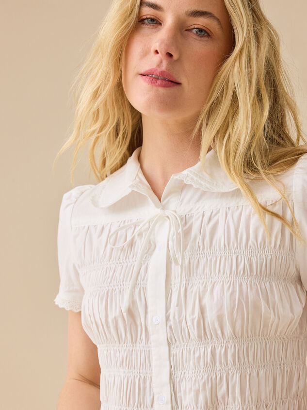 Rowen Button Down Collared Top Detail 4 - TULLABEE