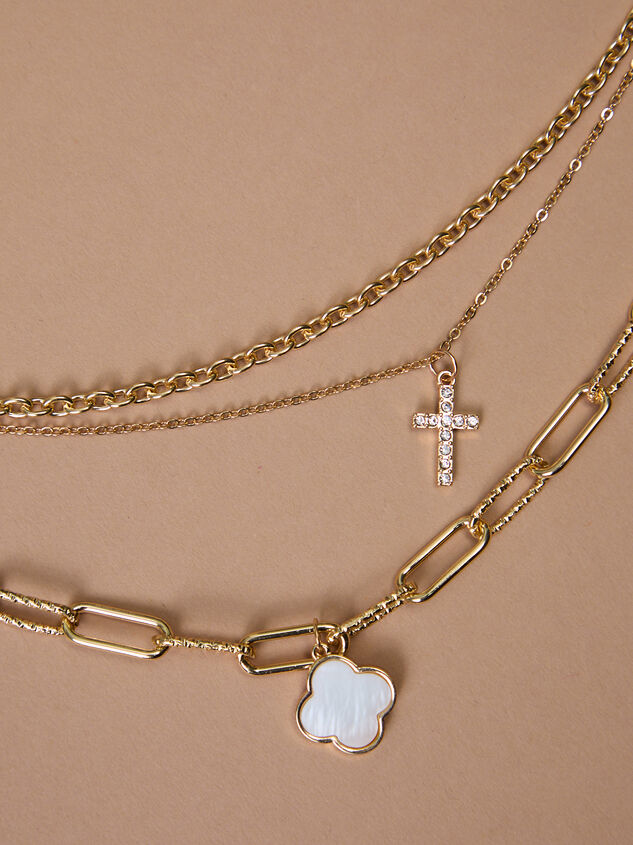 Mother Of Pearl Clover Layered Necklace - TULLABEE