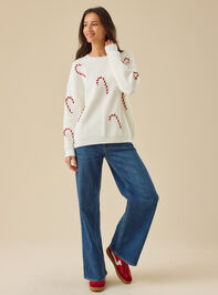 Candy Cane Classic Sweater Detail 3 - TULLABEE