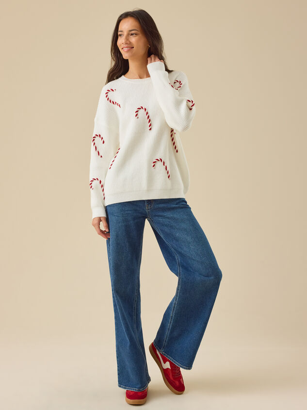 Candy Cane Classic Sweater Detail 3 - TULLABEE