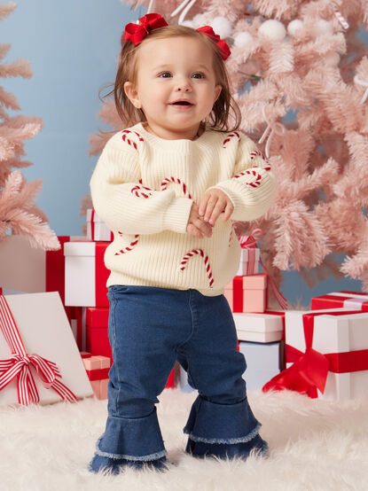 Candy Cane Knit Baby Sweater - TULLABEE