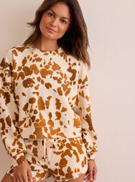 Cow Print Supersoft Cropped Crewneck - TULLABEE