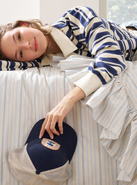 Piper Stripe Ruffle Cotton Duvet Cover Detail 2 - TULLABEE