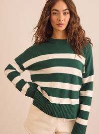 Fireside Ease Striped Crewneck Sweater Detail 2 - TULLABEE